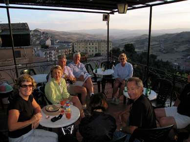 Dinner on terrace of our Slow Food restaurant in Makari Sicily