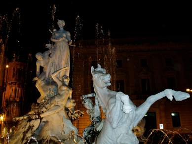 Fountain in Ortigia Siracusa Italy