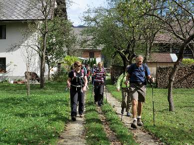 Walking through the hamlet of Log Slovenia