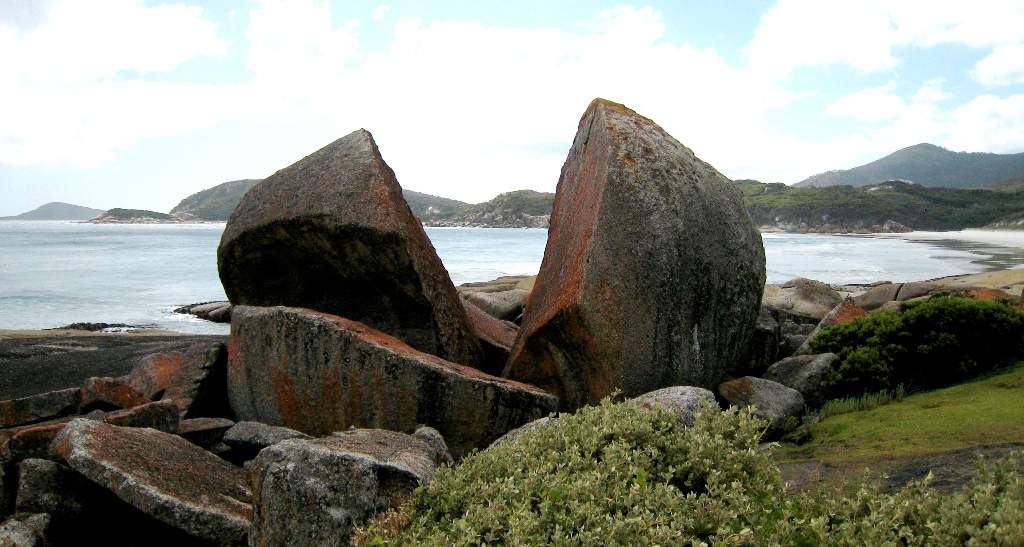 Broken boulders at Squeaky Beach Wilsons Promontory 