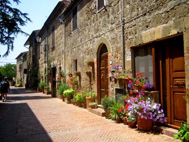 Street scene in Sovana Tuscany Italy