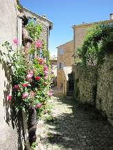 Medieval street of Forcalquier outside the house