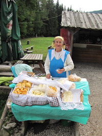 A farmer's wife selling their sheep cheese in the Tatra Mountains, Poland