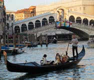 Gondolas at Rialto bridge, Venice