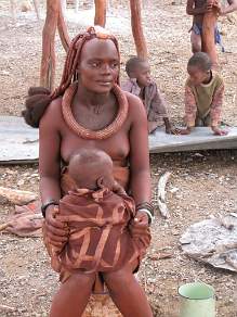 Himba woman with baby