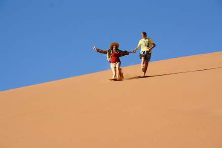 Walking in Namibian Desert