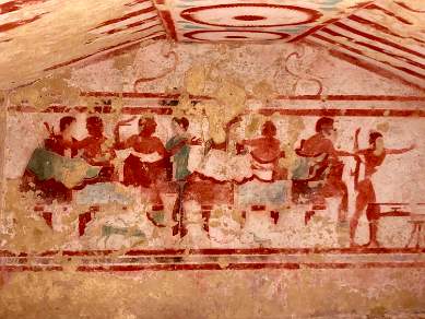 Painted Etruscan Tomb in Tarquinia Italy
