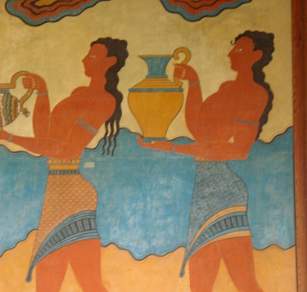 Wall painting in Knossos Heraklion Crete Greece