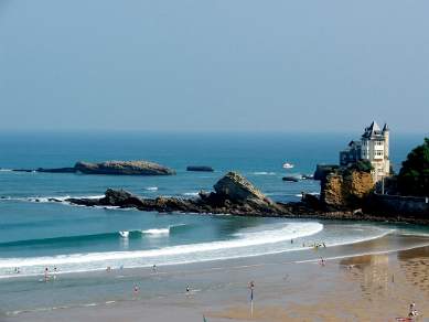 Famous surf beaches at Biarritz