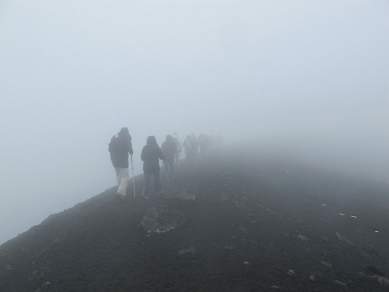 Walking in the clouds of Mount Etna Sicily
