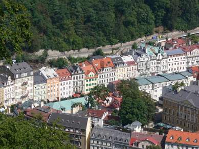 Looking down on Karlovy Vary from our walking trail