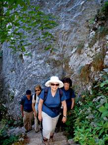Walking through a cave at Plitvice NP Croatia