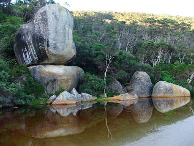 Granite boulders reflected on Tidal River