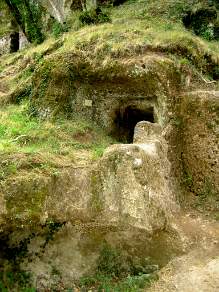 Entrance to Etruscan tomb in Lazio Italy