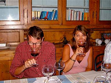 Walkers tasting Tuscan wine