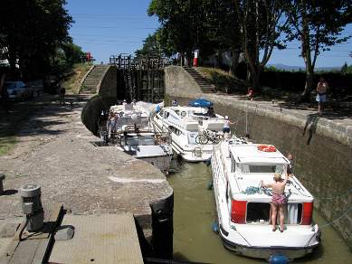 Canal du Midi Southern France busy lock