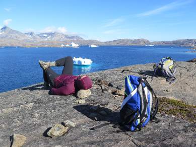 Relaxing after a long hike Greenland