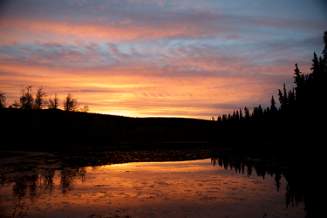 Sunset near Chena Springs resort Alaska