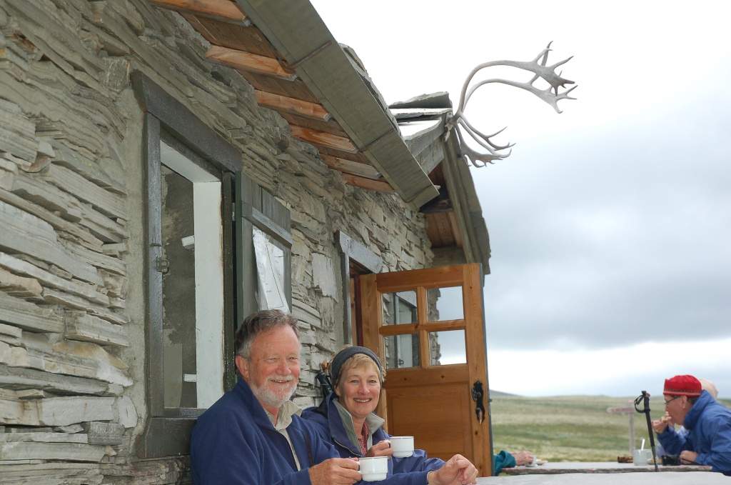 Afternoon tea in front of a Peer Gynts Hut.jpg