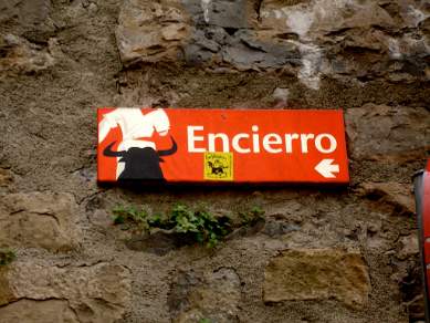 Beware of the bull sign in spanish street