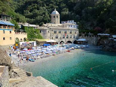 Seashore monastery San Fruttuoso Ligurian Coast Italy