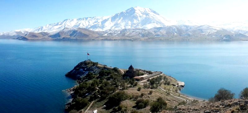 Akdamar Island and Lake Van in East Anatolia Turkey