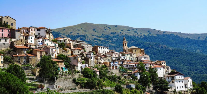 Hilltop village Italian Riviera Imperia Italy