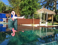 Pool, spa and Balinese Hut